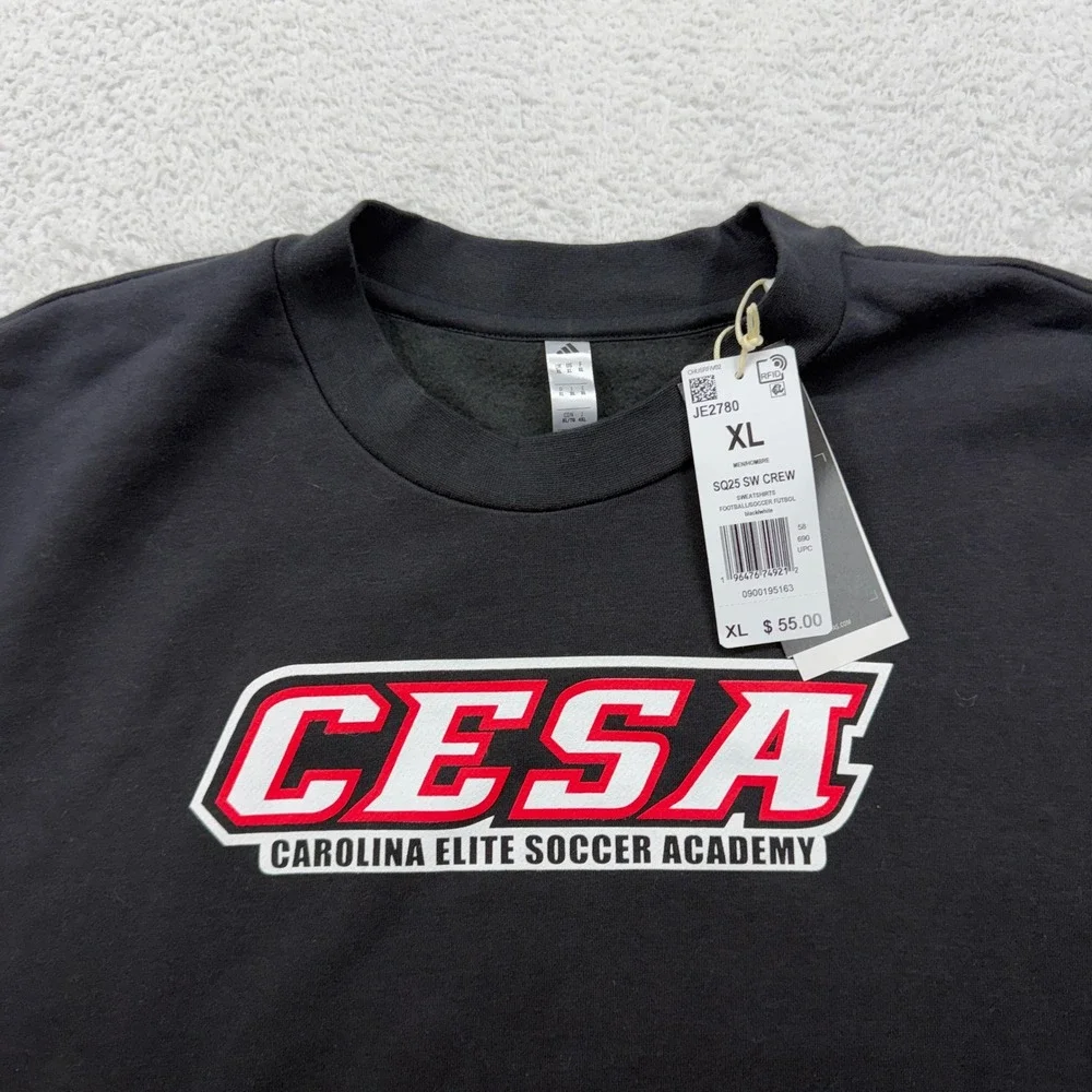Adidas Mens SQ25‎ SW Crew Sweatshirt Black White CESA Soccer XL JE2780 NEW